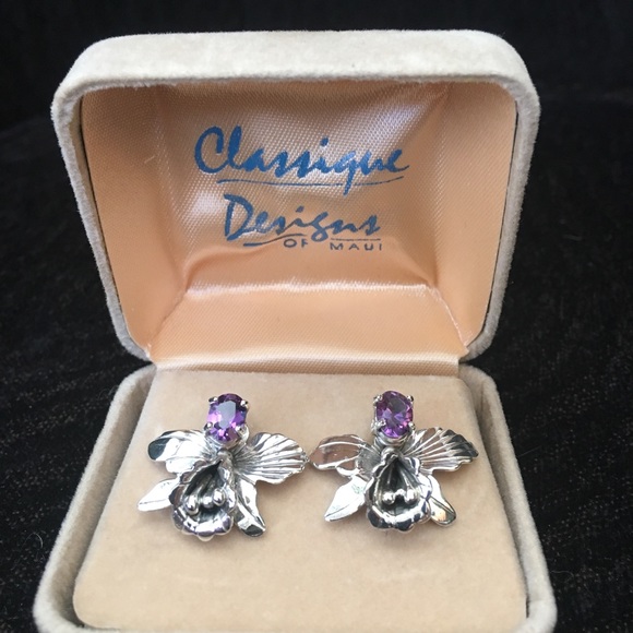 Sterling and Amethyst earrings from Maui - Picture 3 of 4